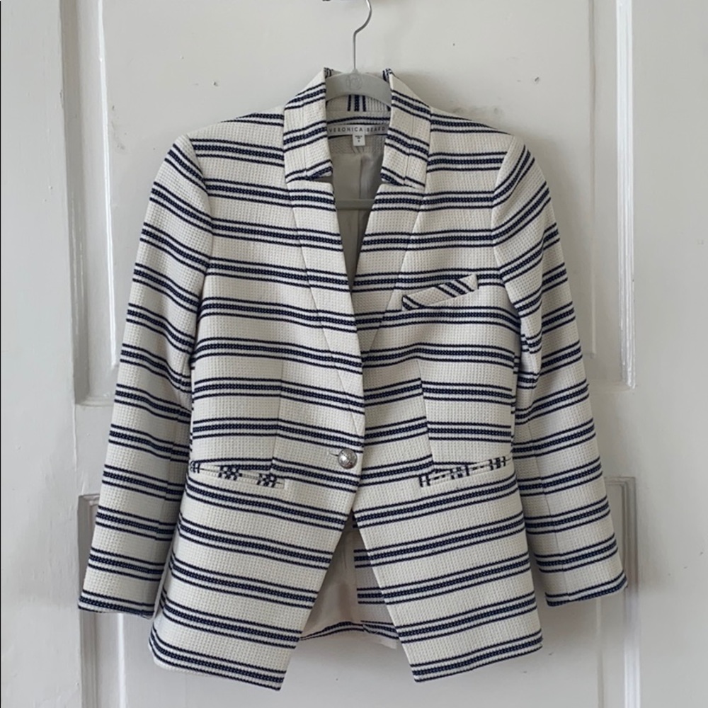 Veronica Beard blue and white striped blazer NYOT